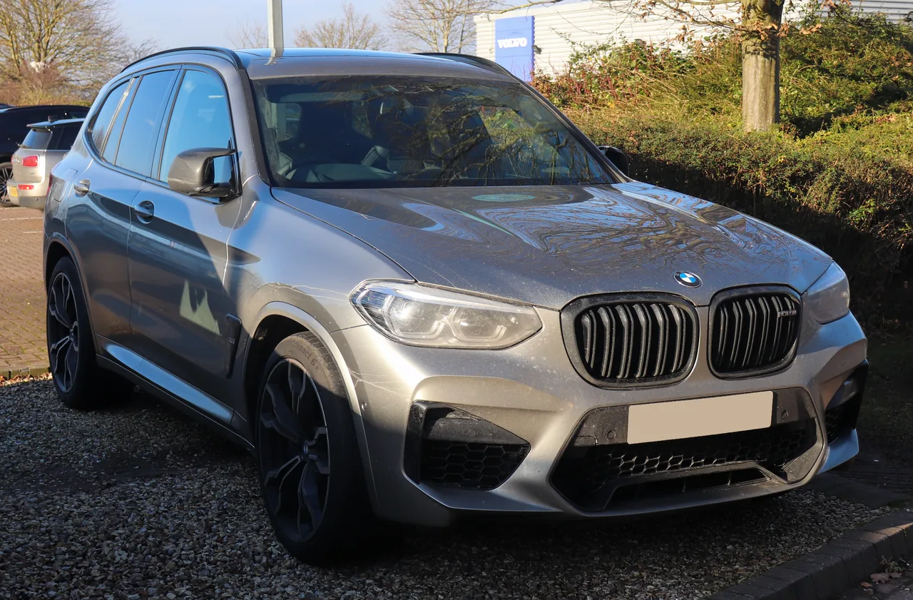 Silver BMW X3 M Competition photographed in Leamington Spa